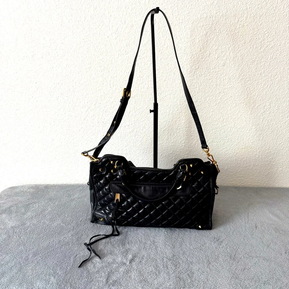 Rebecca Minkoff Quilted Leather Desired Satchel/Crossbody Bag Studded